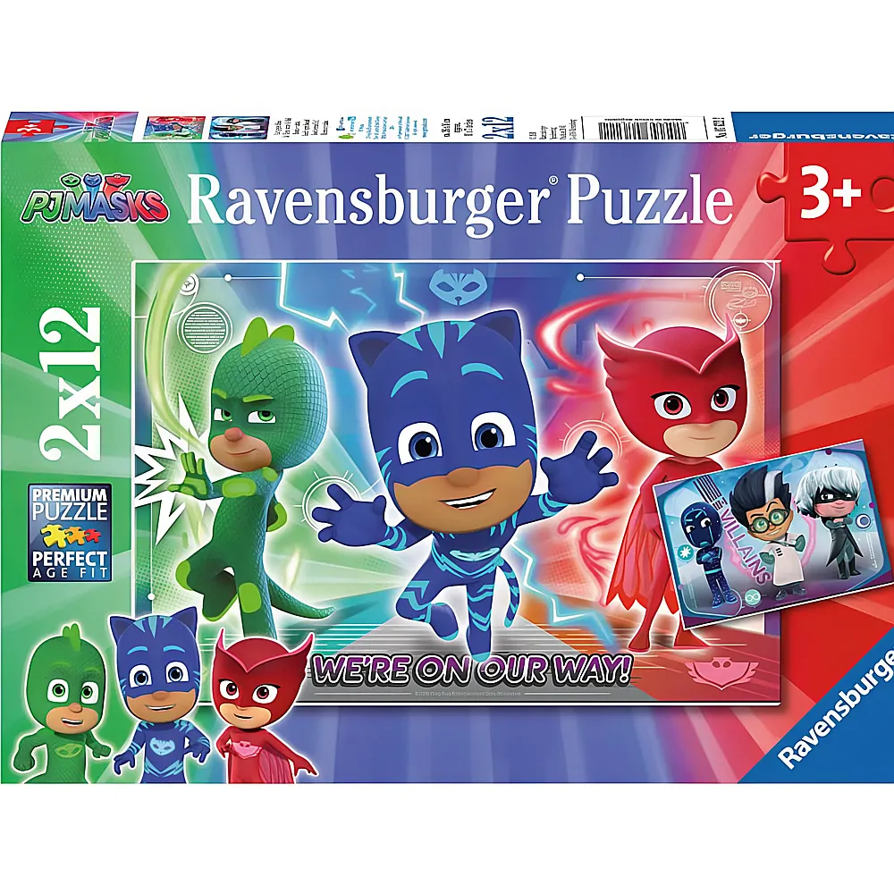 Ravensburger Puzzle PJ Masks Gut gegen Bse 2x12
