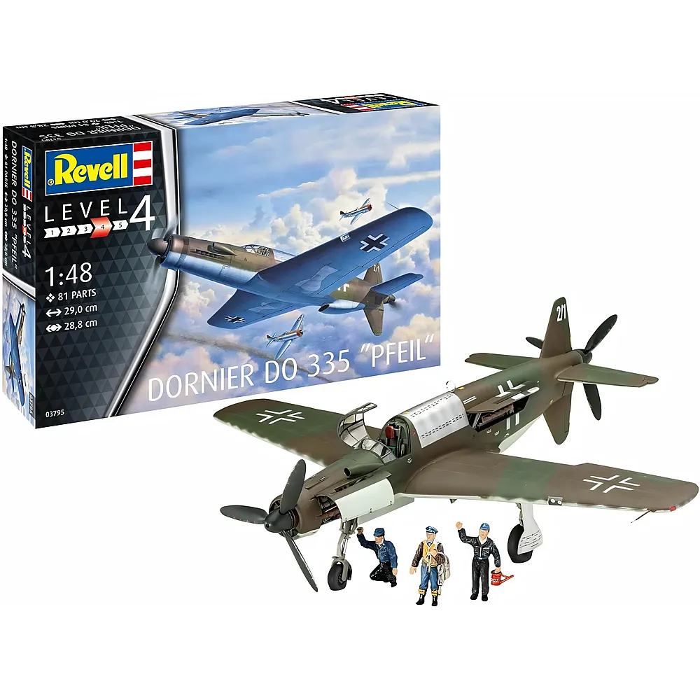 meinspielzeug - Revell Level 4 Modellbau Dornier Do335 Pfeil 81Teile | Modellbausatz Milit�r