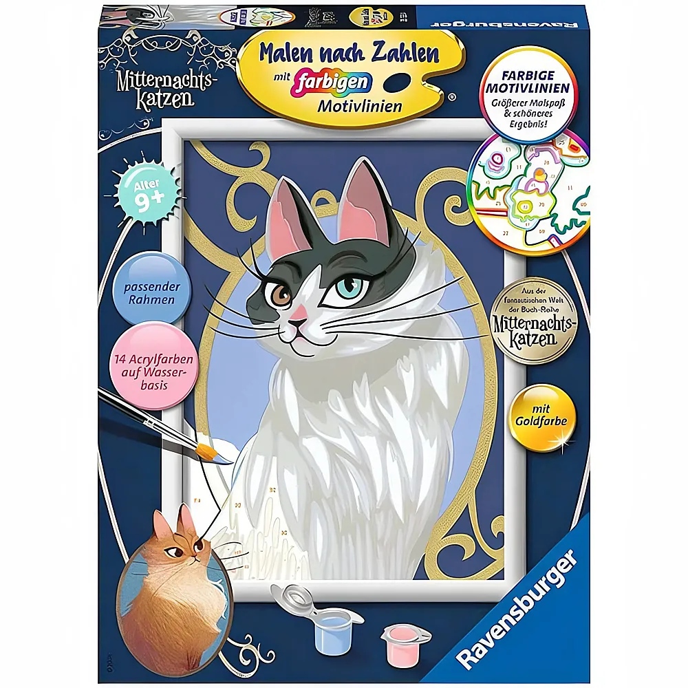 Ravensburger Malen nach Zahlen Farbige Motivlinien Mitternachts-Katzen K�nigin Quinn