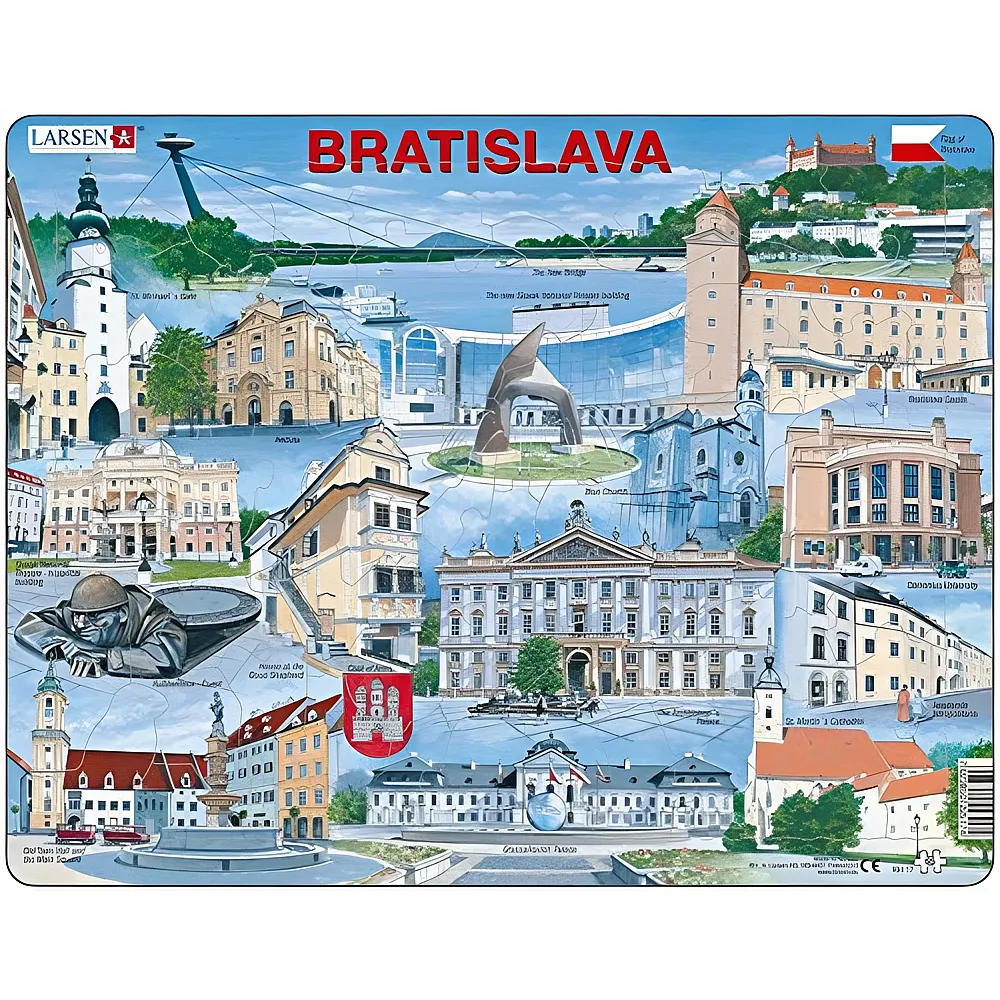 Larsen Puzzle Bratislava auf Englisch - 65 Teile | Rahmenpuzzle