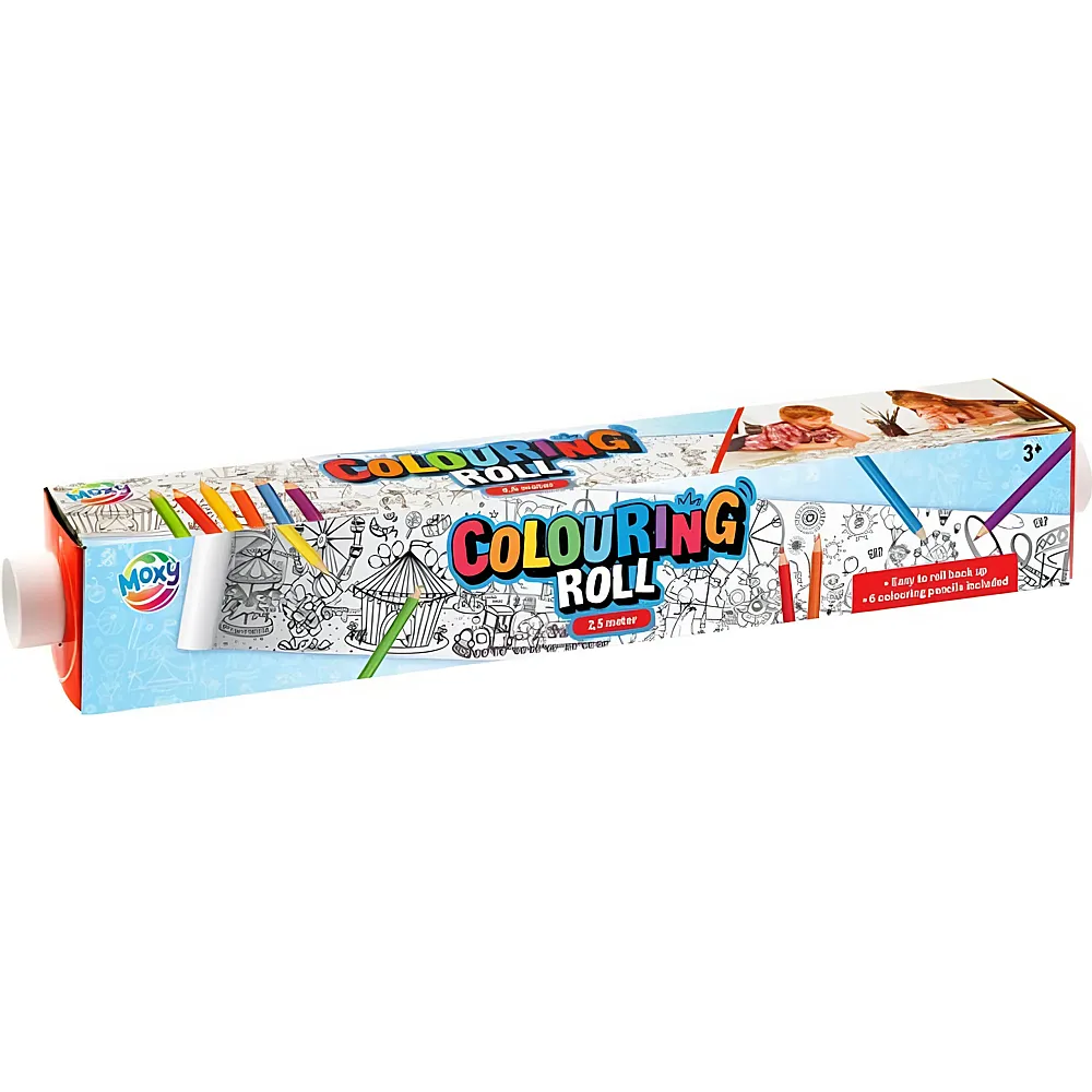 meinspielzeug - Sombo Malrolle 2.5mx42cm mit Stiften mit 6 Stiften