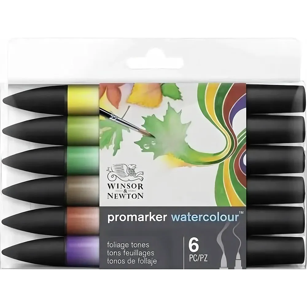 meinspielzeug - Winsor & Newton Promarker Watercolour 6er Set Blatt T�ne | Farbe & Kreide