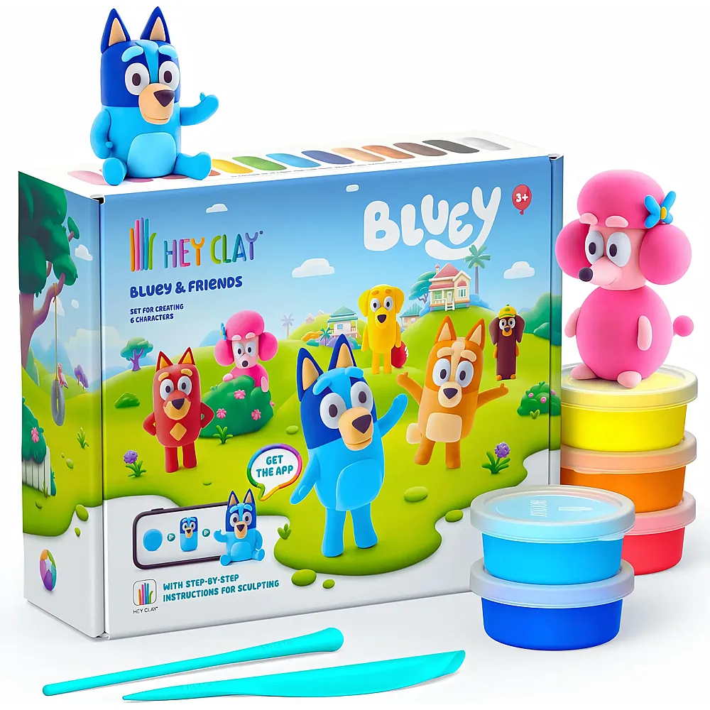 Hey Clay Bluey & Friends Set - 15 Dosen - Kneten & Formen