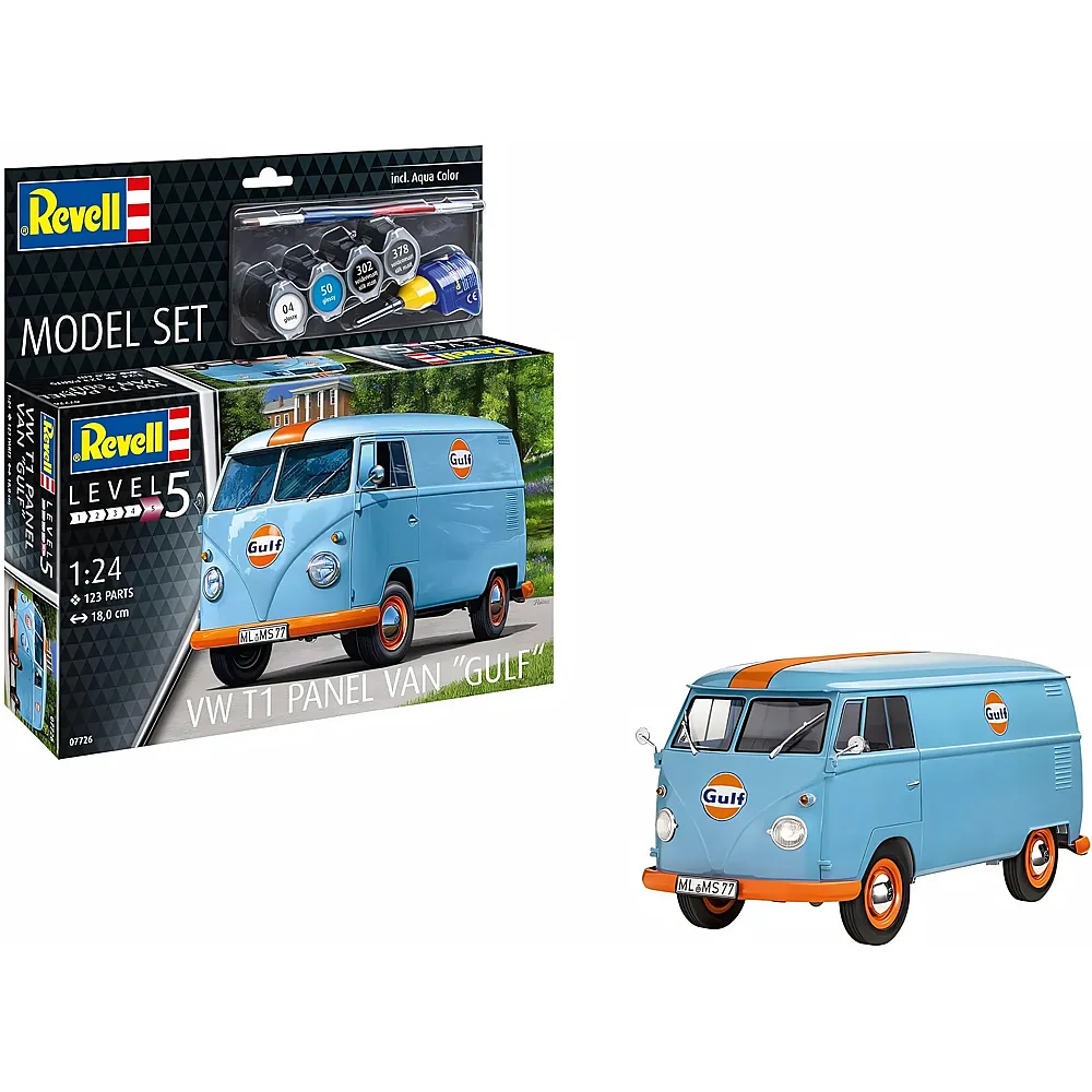 meinspielzeug - Revell Level 5 Modellbau VW T1 Panel Van Gulf Decoration 123Teile | Modellbausatz Fahrzeuge