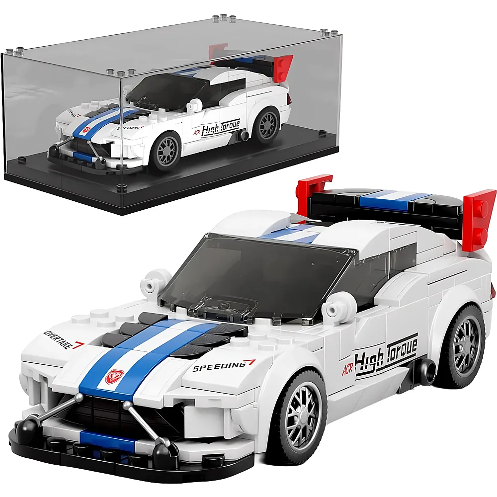 meinspielzeug - Mould King Speed Champion Sportwagen Drift ACR mit Vitrine 27011 | Klemmbausteine Fahrzeuge