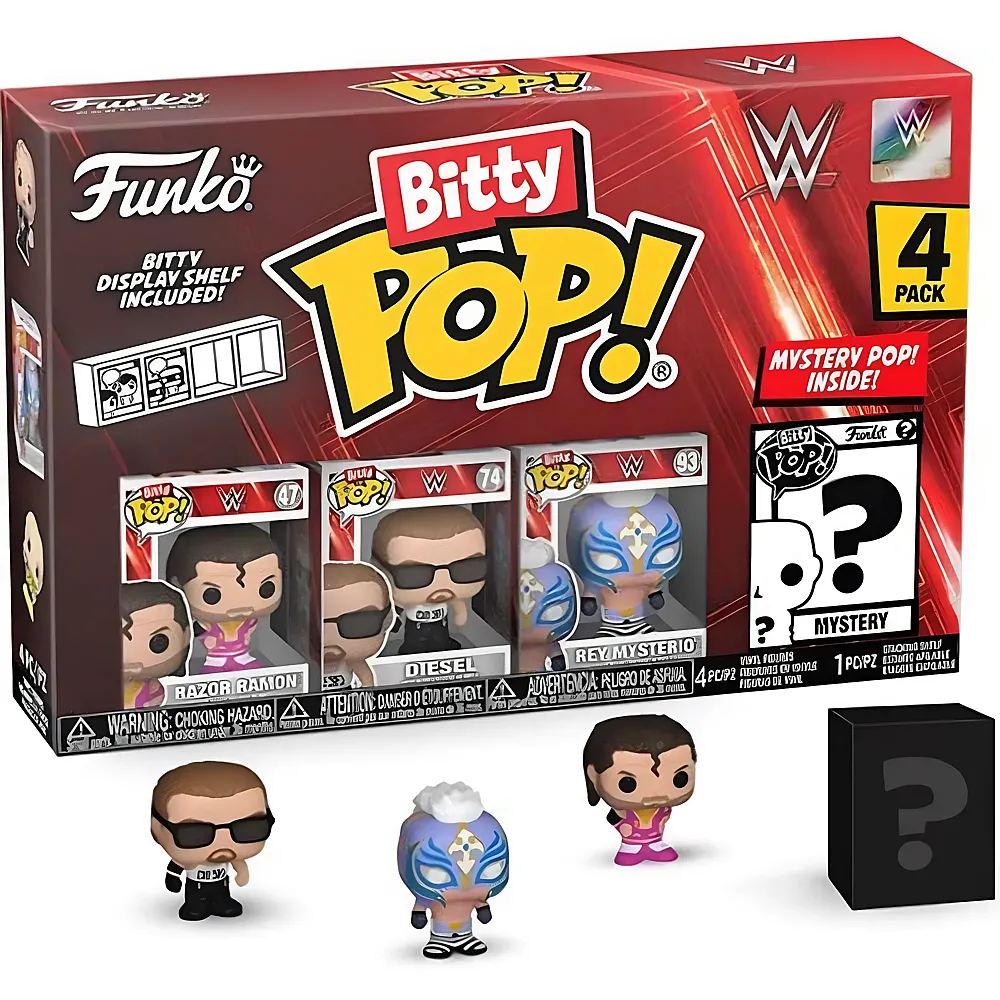 meinspielzeug - Funko Bitty Pop WWE - Razor Ramon, Diesel, Rey Mysterio und Mystery | Lizenzfiguren