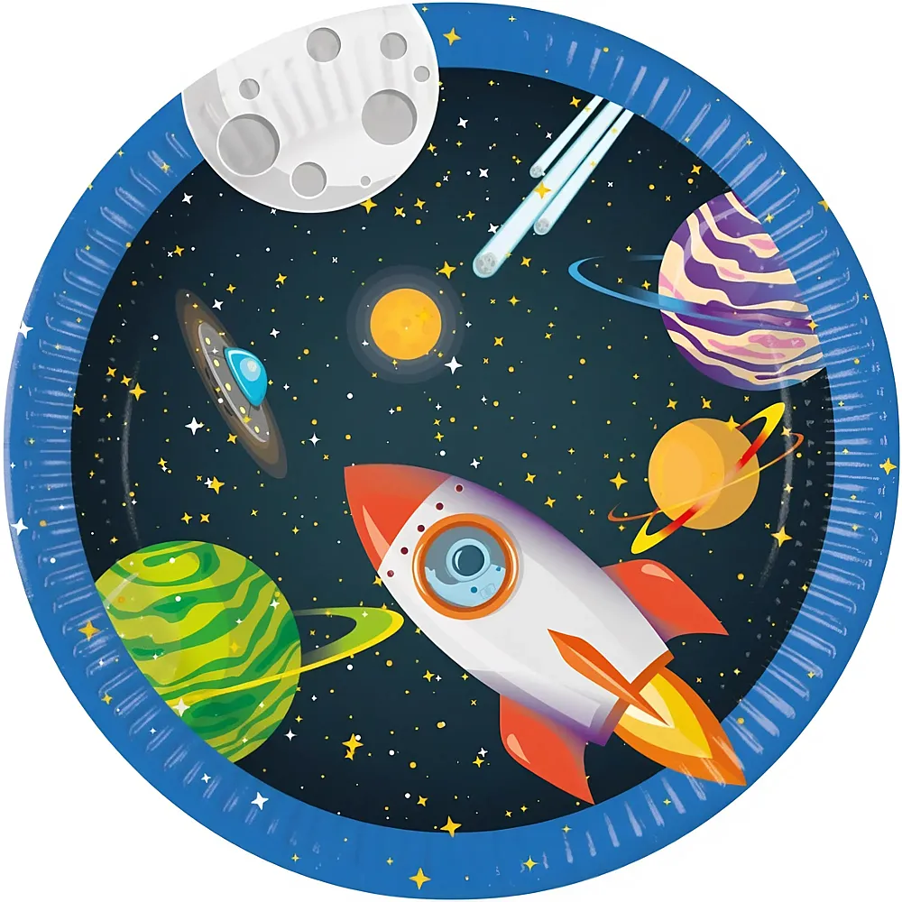 Procos Pappteller Rocket Space 8Teile | Kindergeburtstag