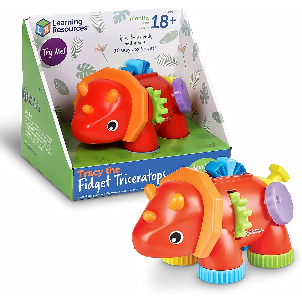 Learning Resources Tracy, der Triceratops zum Stressabbau, 1-teilig, ab 18 Monaten, Baby-Spielzeug, Sensorik-Spielzeug f�r Kleinkinder