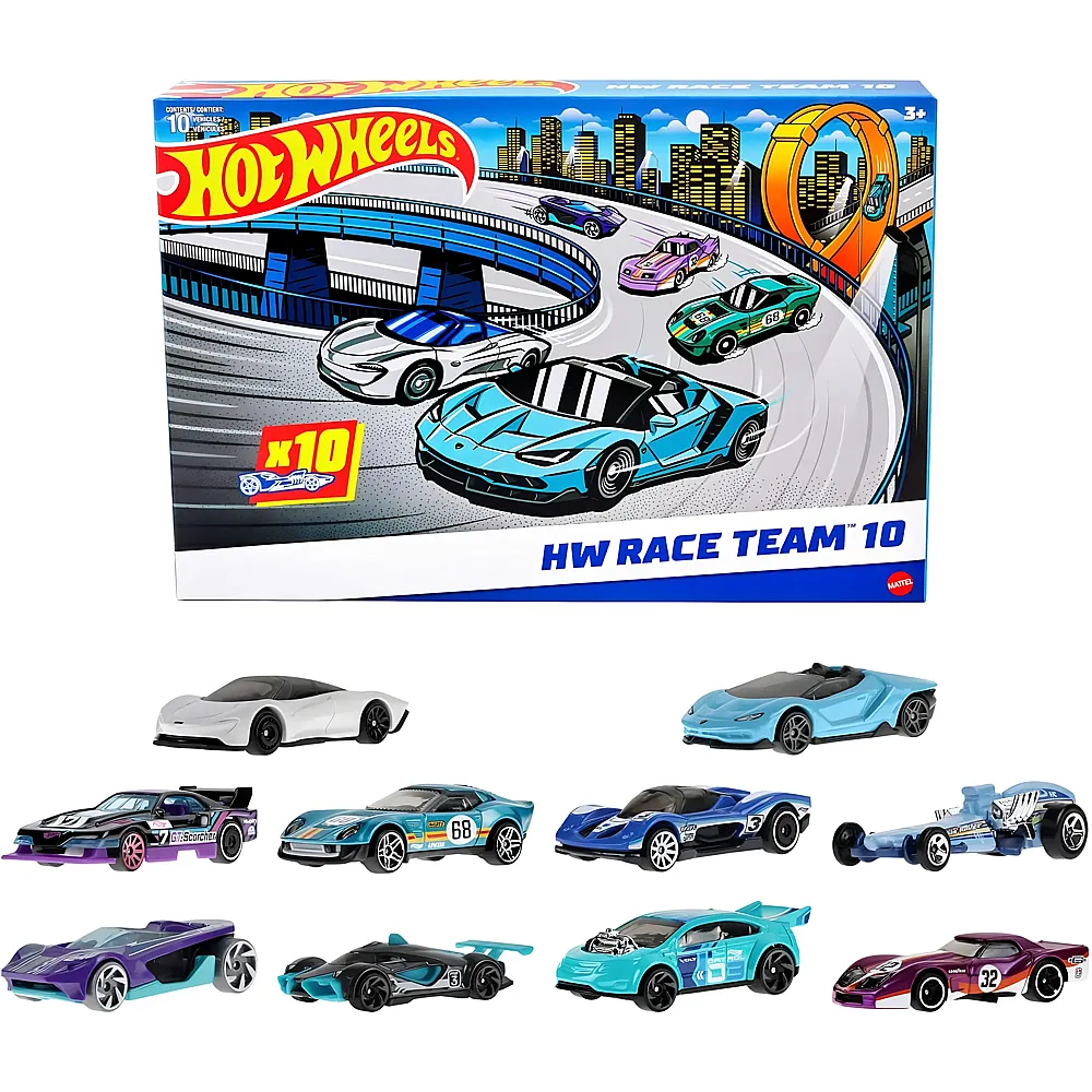 Hot Wheels 10er-Pack HW Race Team 1:64