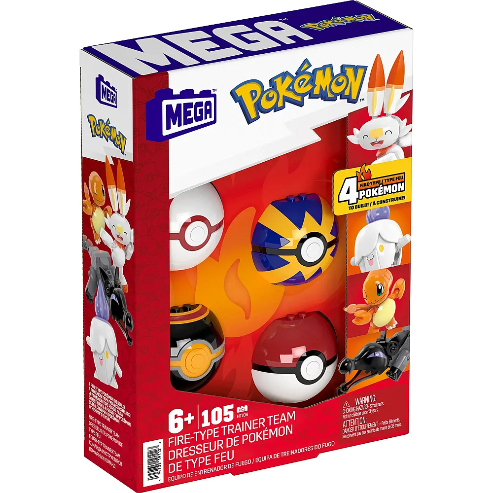 Mega Construx 4 Feuer-Typ Pok�mon Sets 105Teile