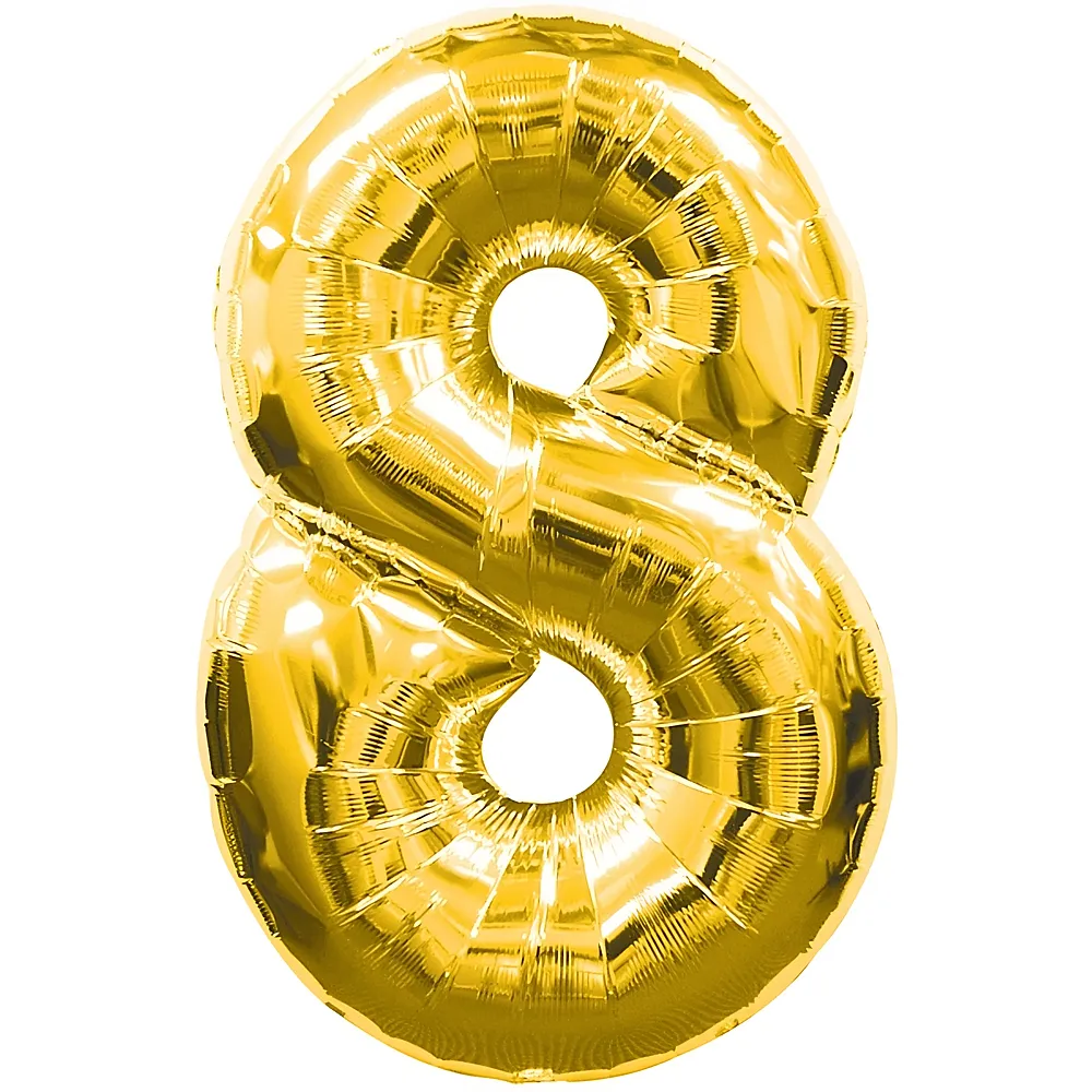 Amscan Zahlen Gold Folienballon Nummer 8 Gold 86cm | Kindergeburtstag