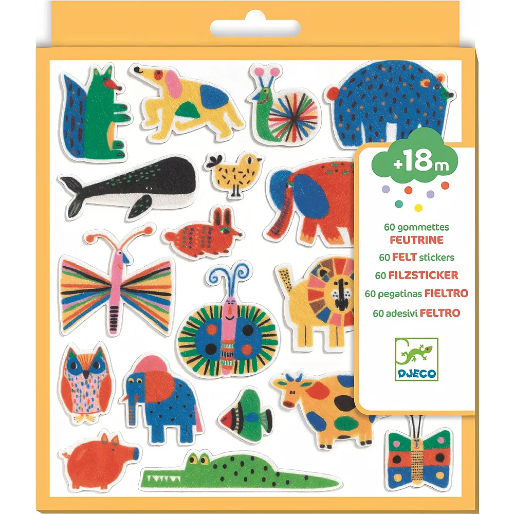Djeco 60 Filzsticker Tiere