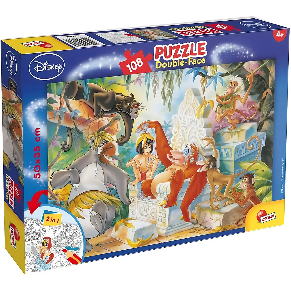 Lisciani Puzzle Double-Face 2in1 Dschungelbuch - 108 Teile