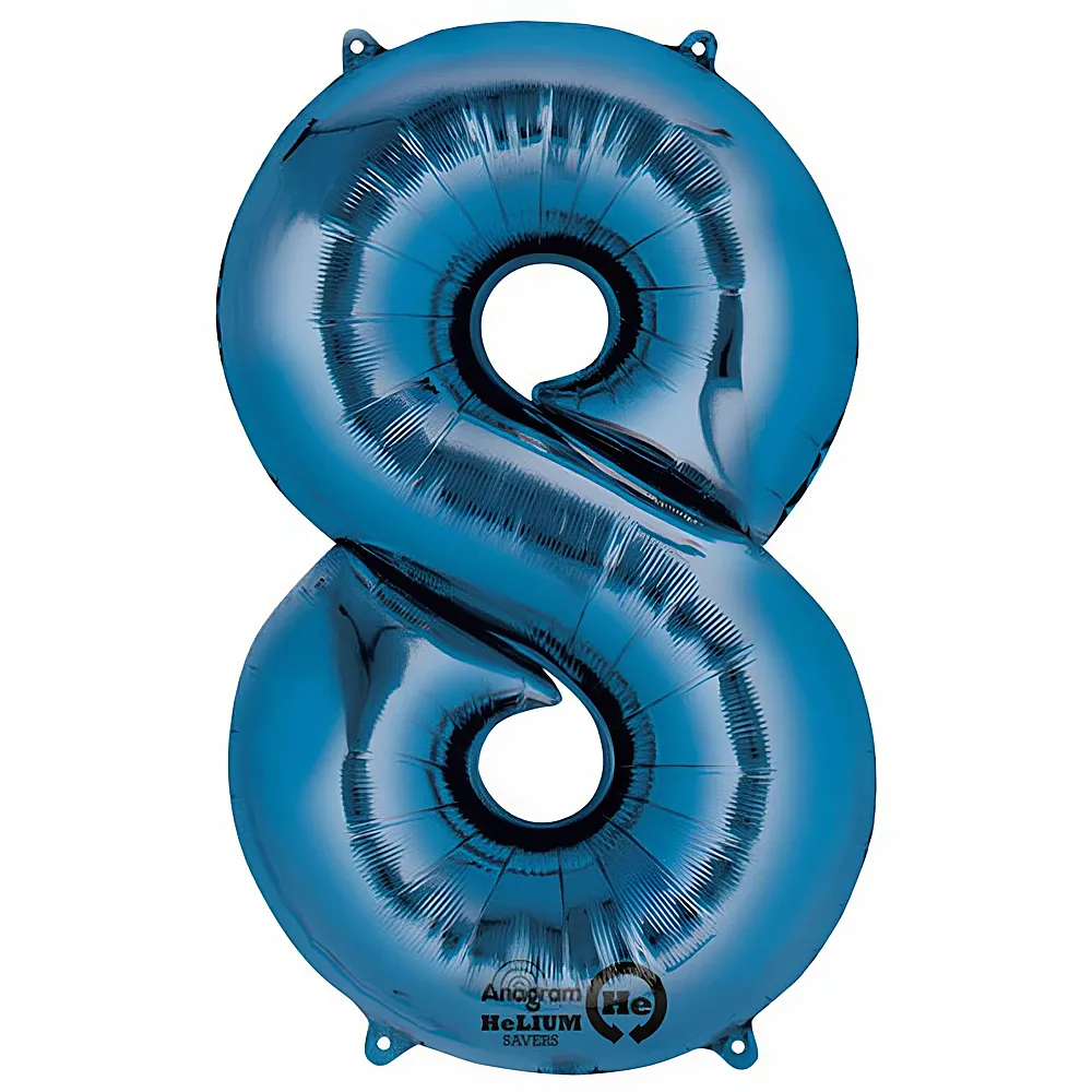 Amscan Folienballon Zahl 8 blau 86x64cm | Kindergeburtstag