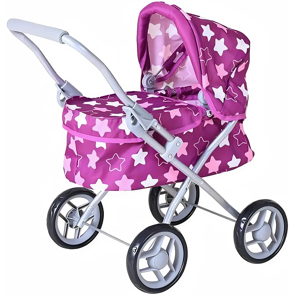 Knorrtoys Puppenwagen Mini Lilli star dark pink