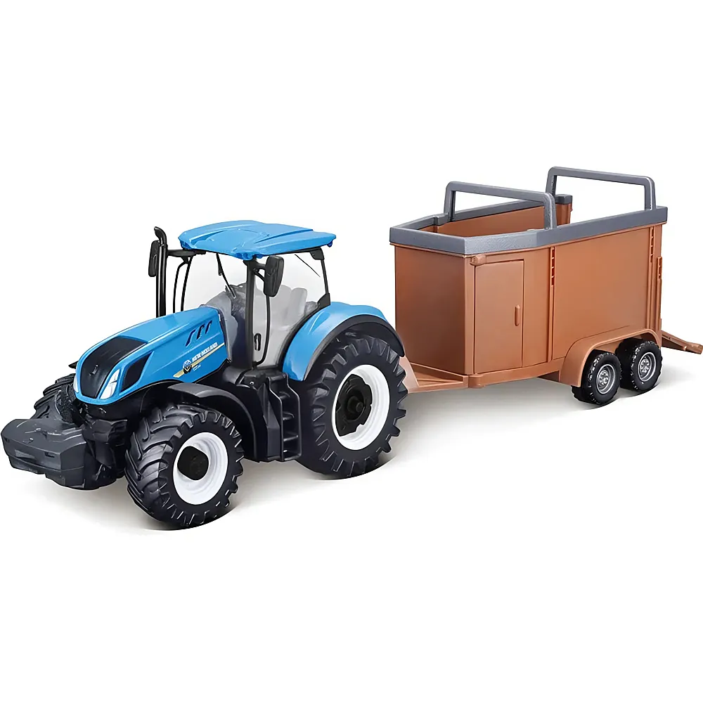 Bburago Farmland Traktor New Holland T7.315 mit Schwungrad & Viehanh�nger
