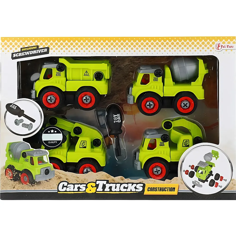 Toi-Toys Cars und Lastwagen Baufahrzeuge mit Schraubenzieher