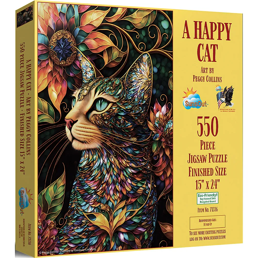 SunsOut Puzzle Peggy Collins Eine gl�ckliche Katze - 550 Teile