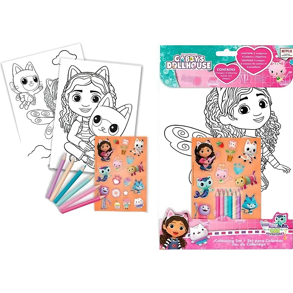 Kids Licensing Gabby's Dollhouse Mal-Set inkl. Stifte und Sticker