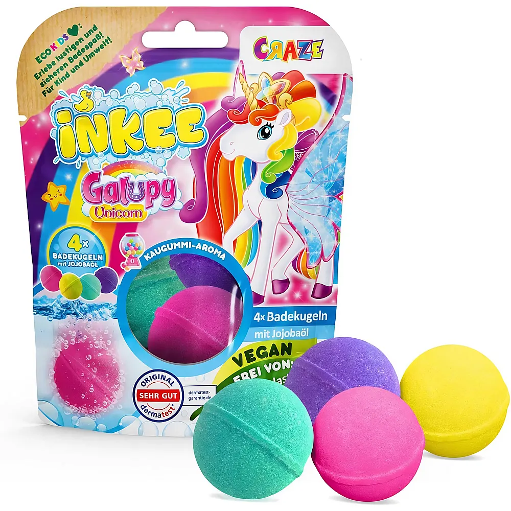 Craze Inkee Galupy Unicorn Badebomben 4Teile