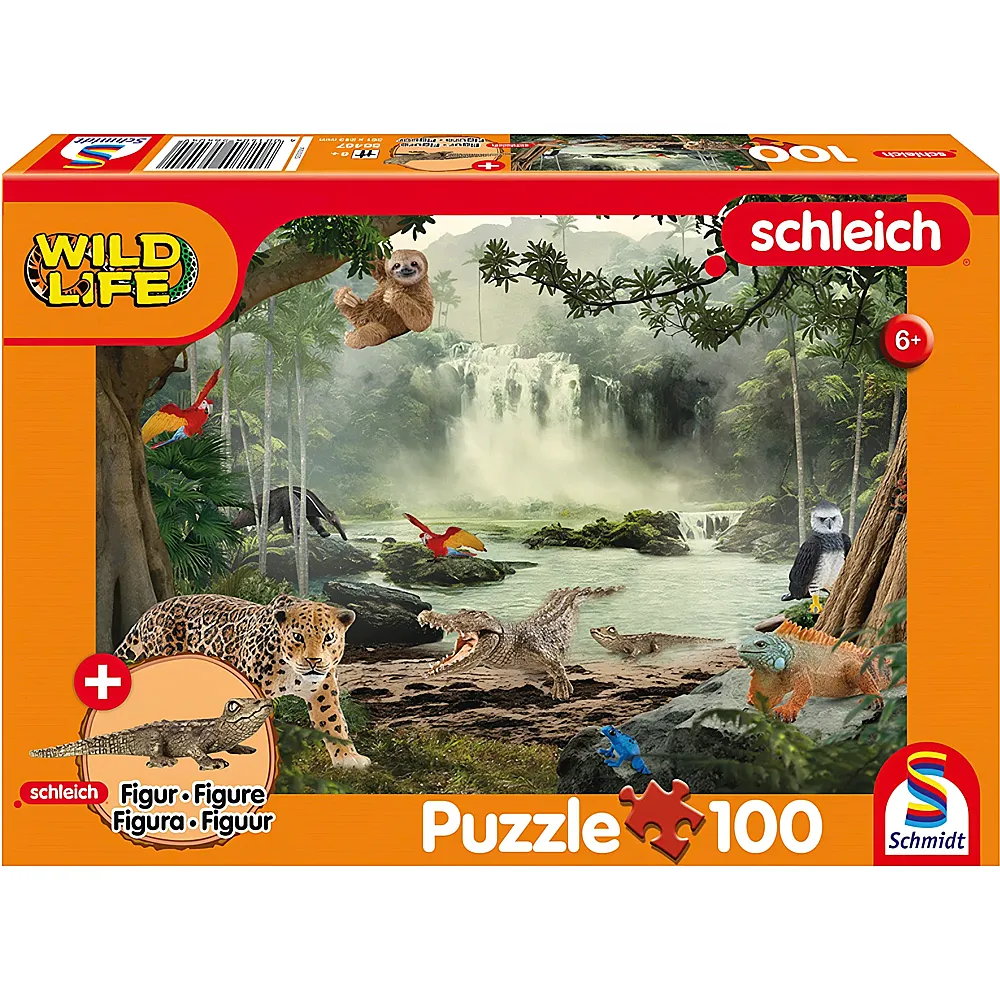 Schmidt Puzzle Schleich Wild Life im Regenwald inkl. Figur 100Teile