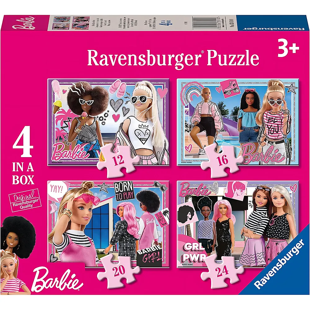 meinspielzeug - Ravensburger Puzzle 4in1 Barbie 12-24 | Puzzle 10-104 Teile