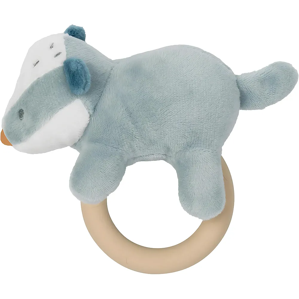 meinspielzeug - Nattou Rassel Dachs Felix mit Silikon-Beissring - 11 cm | Rasseln