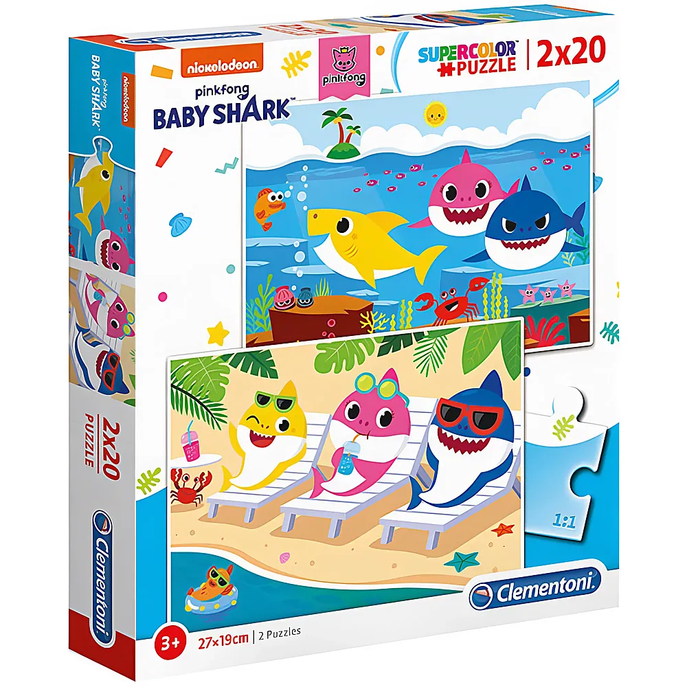 Clementoni Puzzle Supercolor Baby Shark 2x20