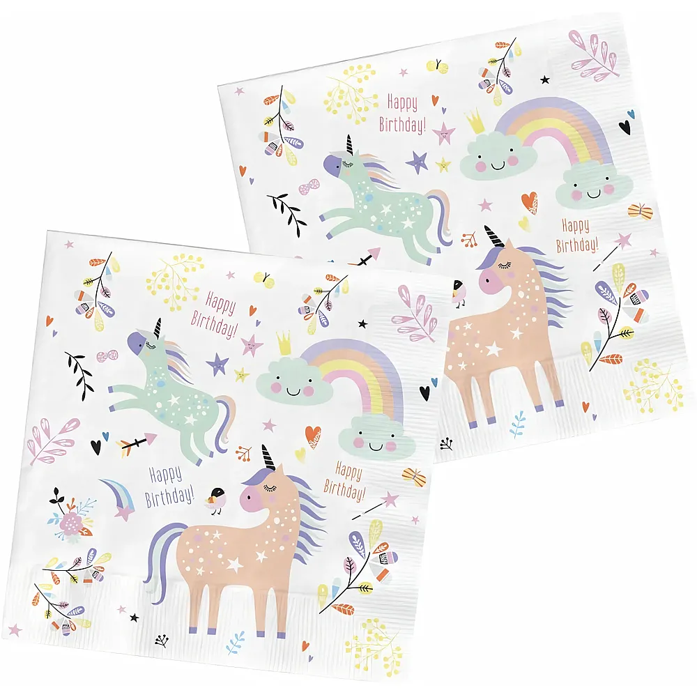 Folat Servietten Einh�rner & Regenbogen - 20 Teile