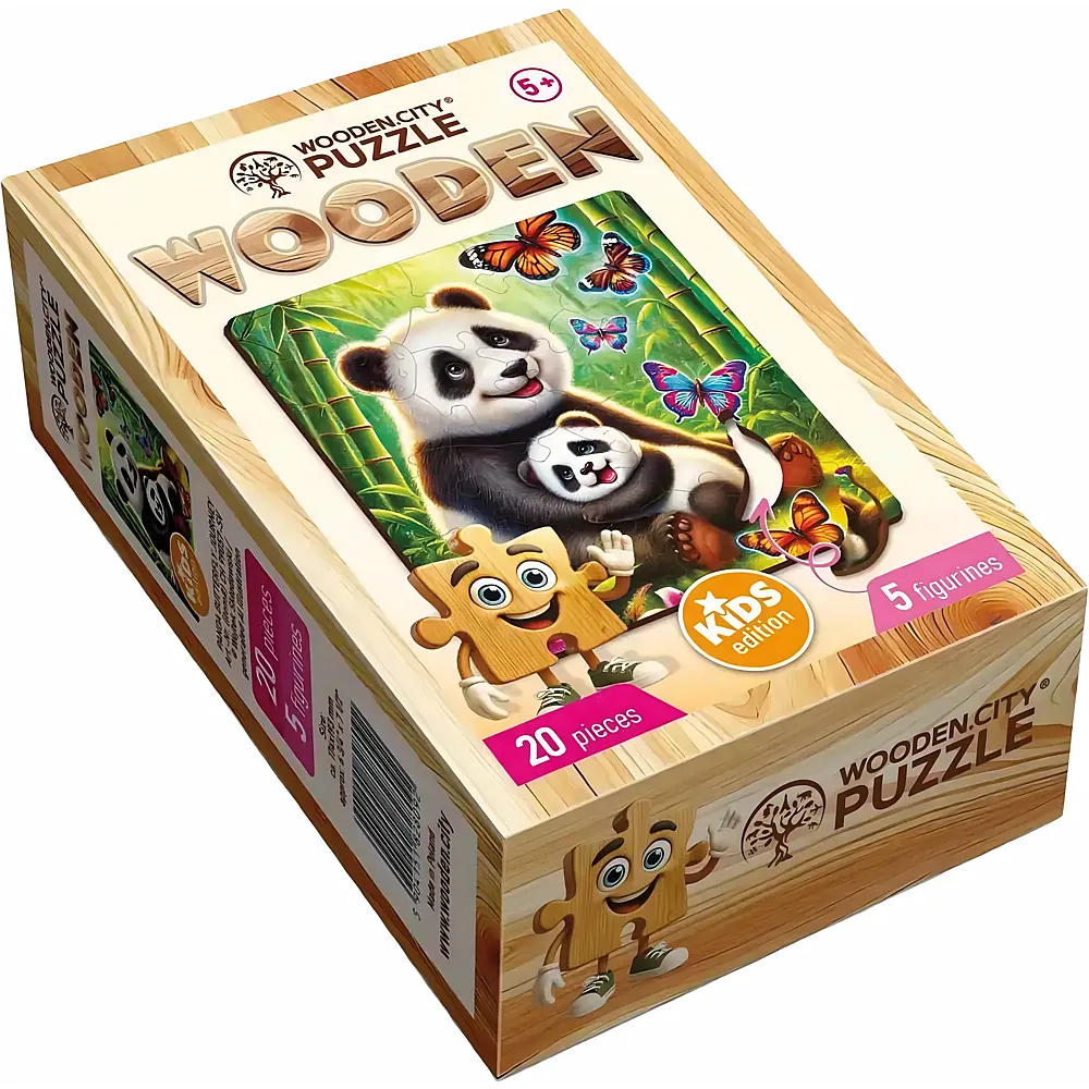 Wooden City Puzzle Panda Butterfly Journey 20Teile