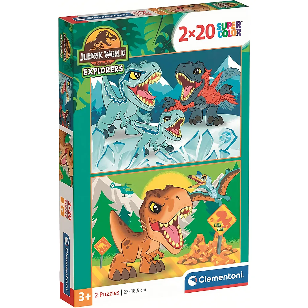 Clementoni Puzzle Supercolor 2in1 Jurassic World 20Teile