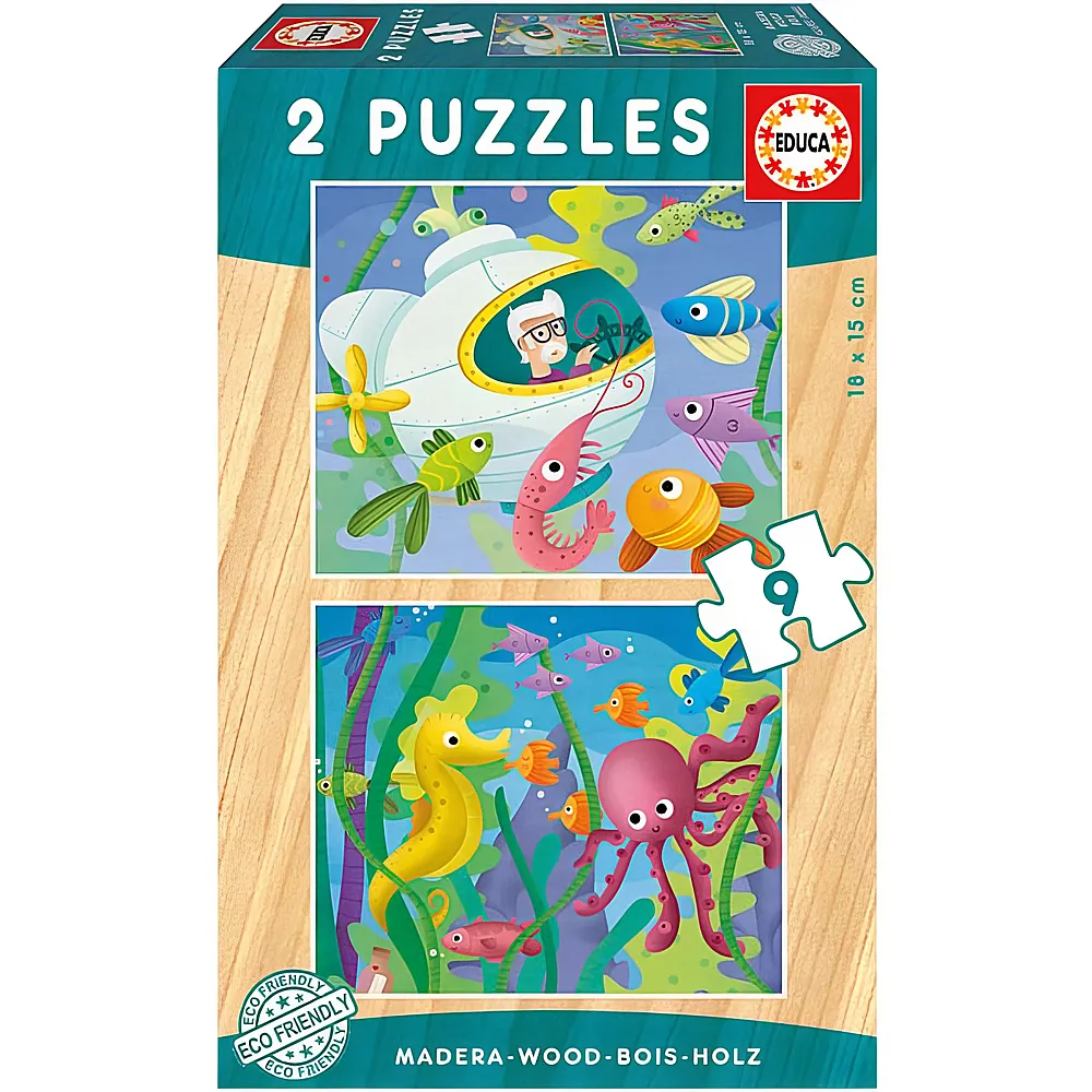 Educa Puzzle Aquatic Animals 2x9 | Holzpuzzle