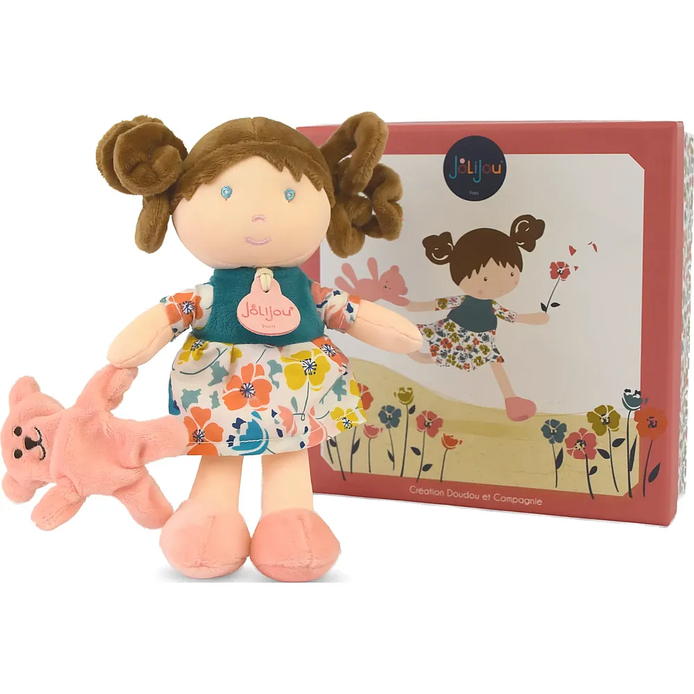 Doudou et Compagnie Schmusepuppe Blumenkleid - 20 cm | Schmusepuppen