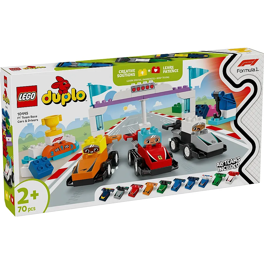 LEGO DUPLO F1 Team Rennautos mit Rennfahrern 10445
