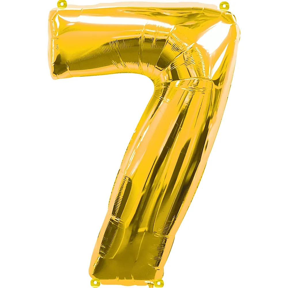 Amscan Zahlen Gold Folienballon Nummer 7 Gold 86cm | Kindergeburtstag