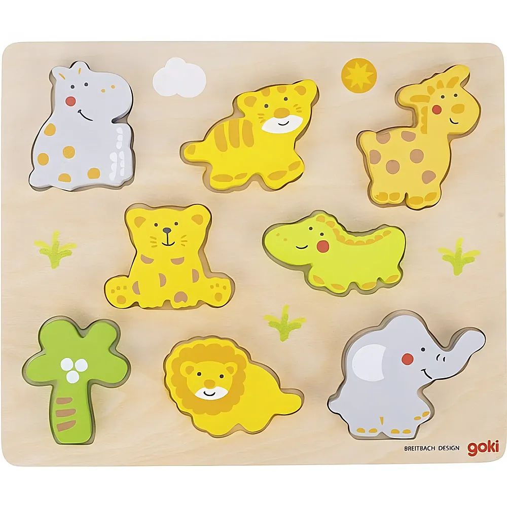 meinspielzeug - Goki Puzzle Wilde Tiere | Kleinkind-Puzzle