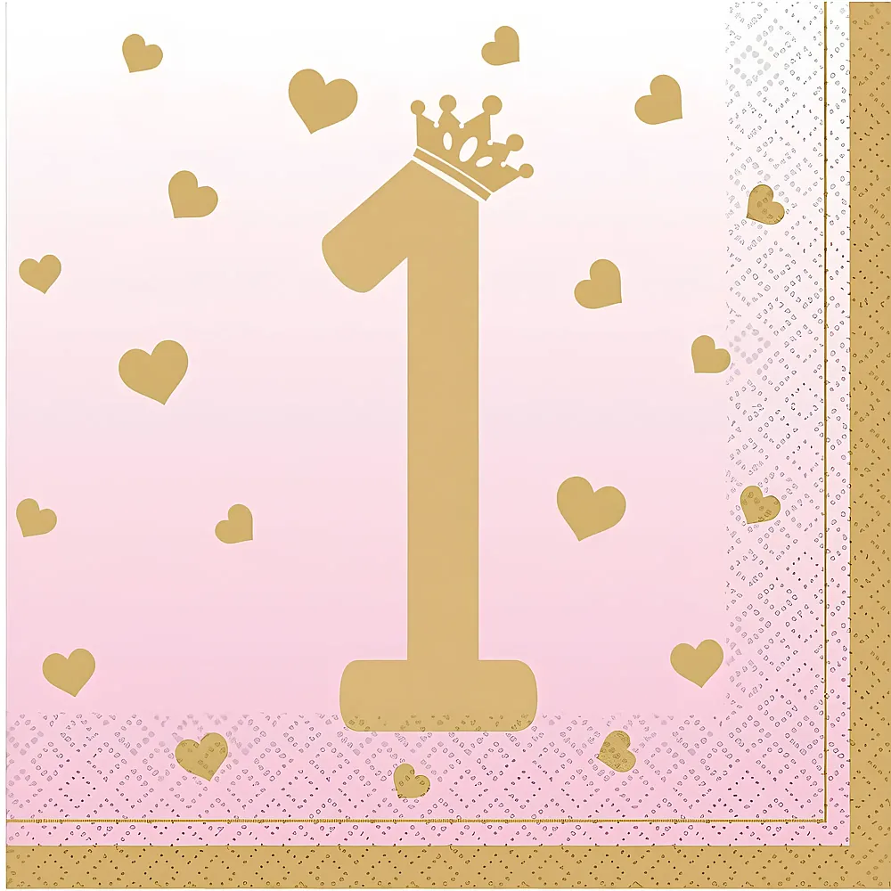 Amscan Servietten 1. Geburtstag Rosa - 16 Teile