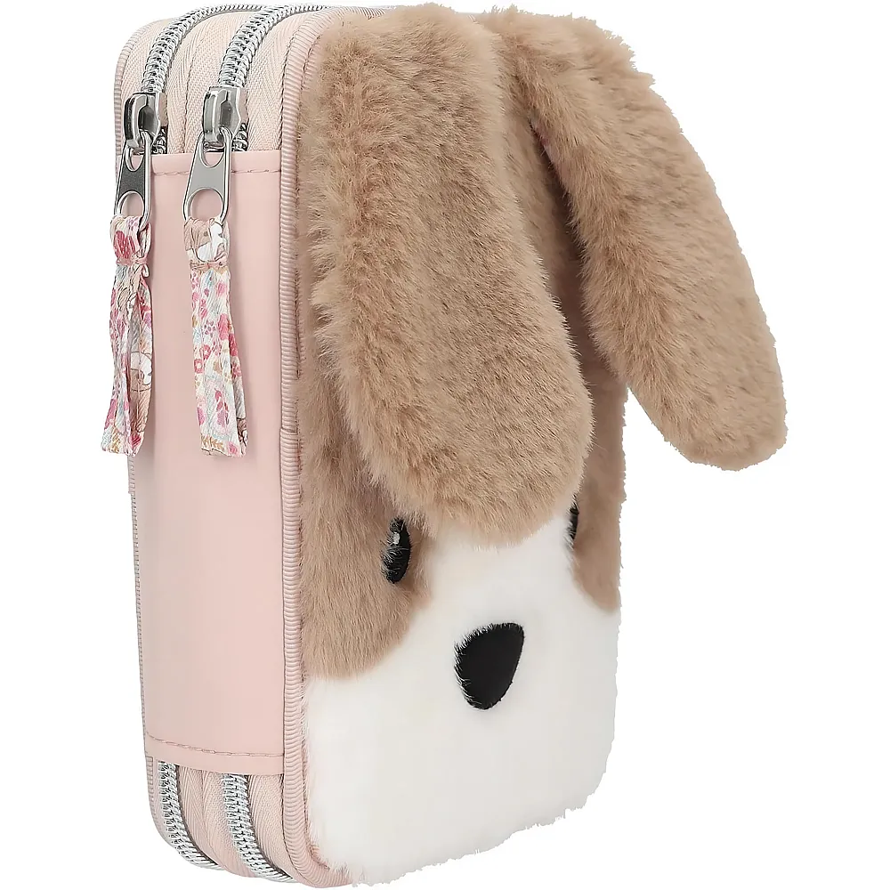 Depesche 13127 Princess Mimi Milo - Gef�llte 2-Fach Federtasche in Rosa, mit Hunde Motiv und Schlappohren, Federmappe mit