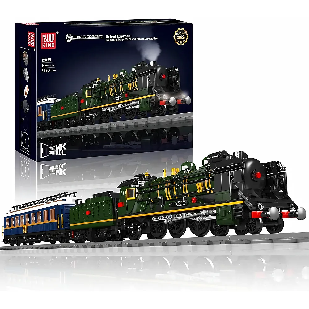 meinspielzeug - Mould King World Railway Ferngesteuerte Orient Express Dampflokomotive | Klemmbausteine Eisenbahn