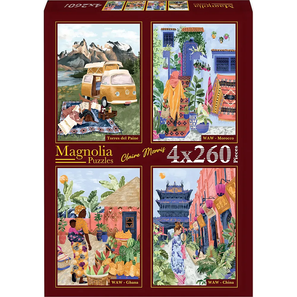 Magnolia Puzzle Puzzle 260 Teile 4 Puzzles - Claire Morris - Torres del Paine - Morroc