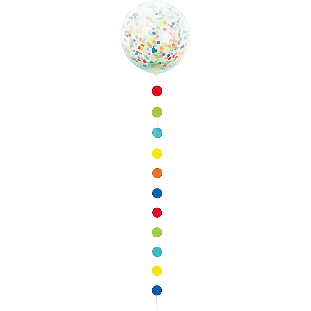 Giant transparent balloon 60cm with confetti and confetti ribbon - Balloons