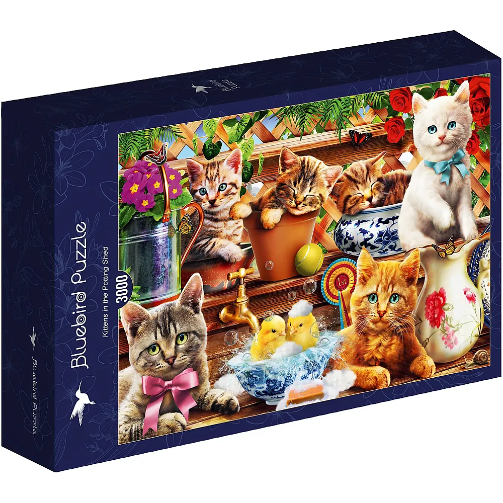 Bluebird Puzzle Adrian Chesterman Kittens in the Potting Shed 3000Teile
