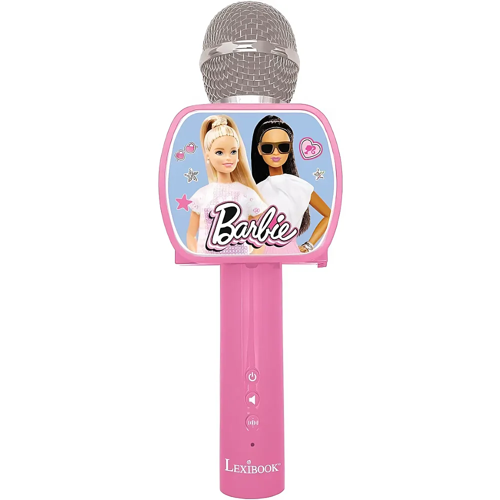 Lexibook Barbie Bluetooth Karaoke-Mikrofon mit Lautsprecher und Smartphone Stativ