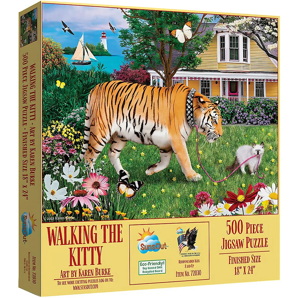 SunsOut Puzzle Karen Burke Walking the Kitty 500Teile