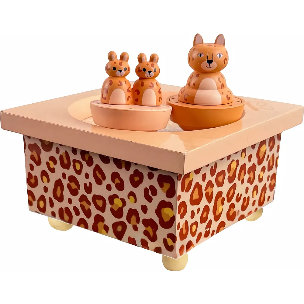 Trousselier Spieluhr mit tanzenden Leoparden, magnetisch