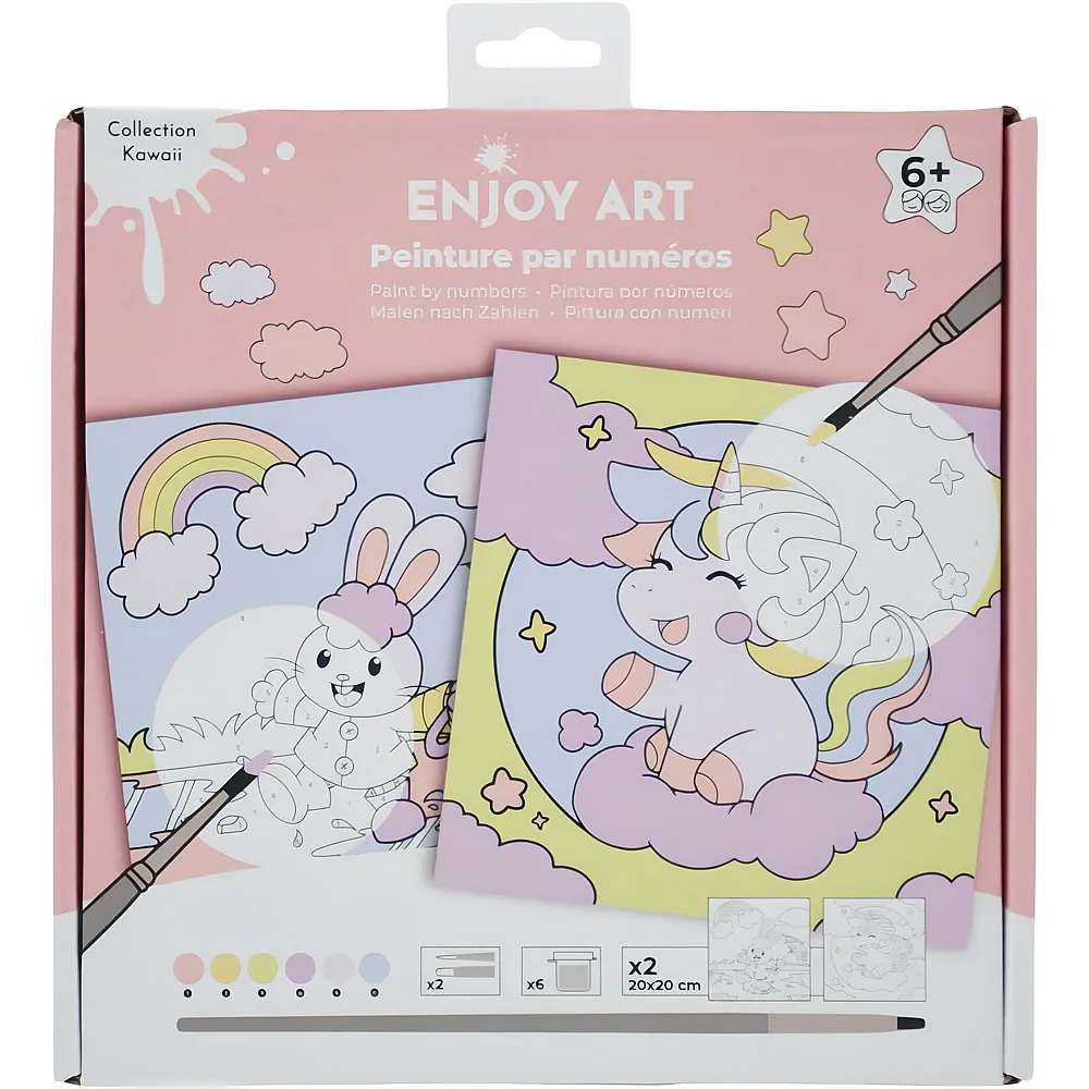 OZ International Enjoy Art Peinture Par Numeros 20x20cm Junior Kawaii Lapin L