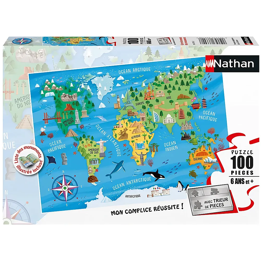 Nathan Puzzle Map of the World - 100 Teile