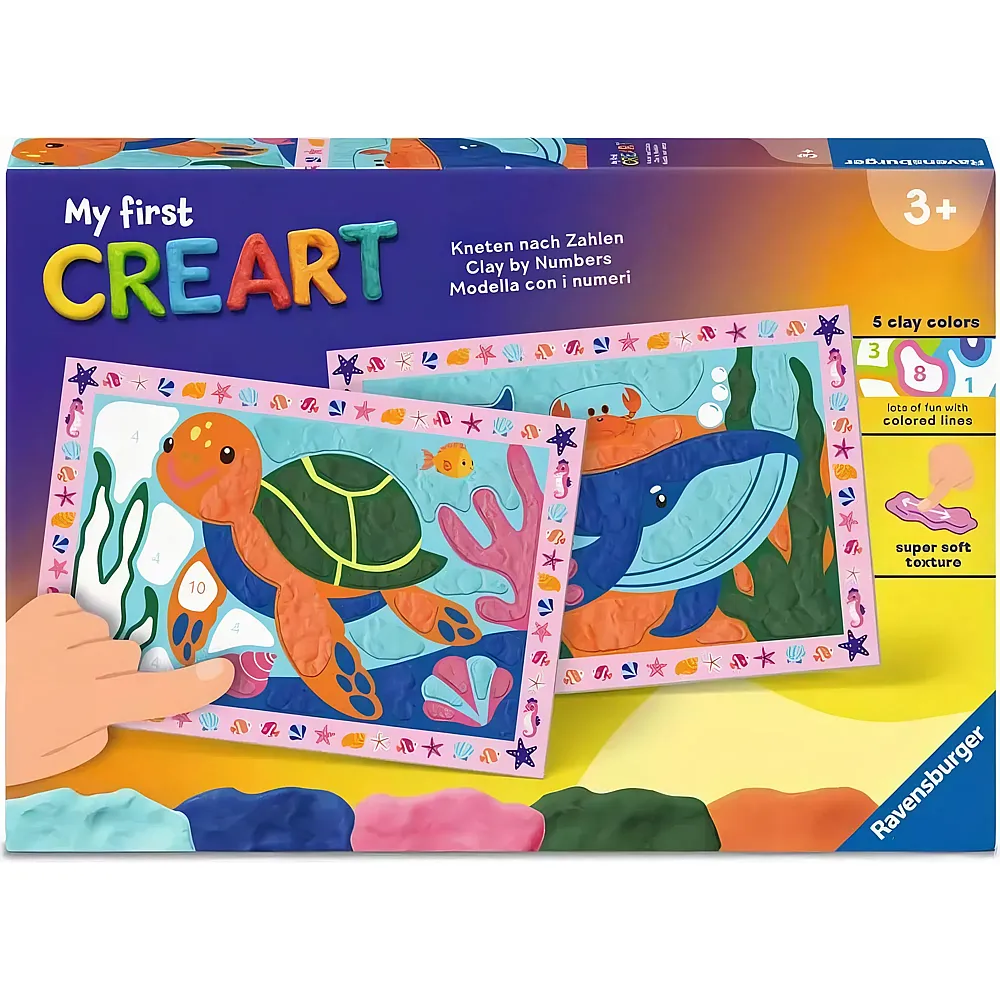 Ravensburger CreArt Kneten nach Zahlen Wal und Schildkr�te
