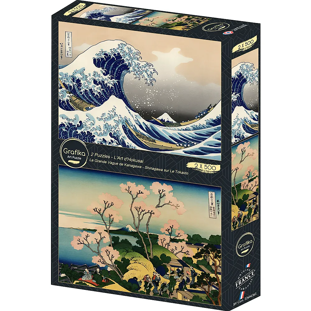 Grafika Puzzle Art Collection Katsushika Hokusai Die grosse Welle vor Kanagawa  Shinagawa auf dem Tokaido 500Teile