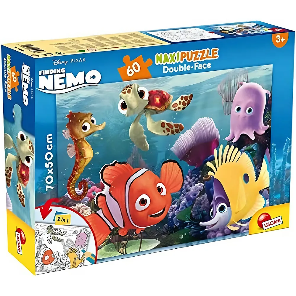 Lisciani Puzzle Maxifloor Double-Face 2in1 Disney Nemo zum Ausmalen 60Teile